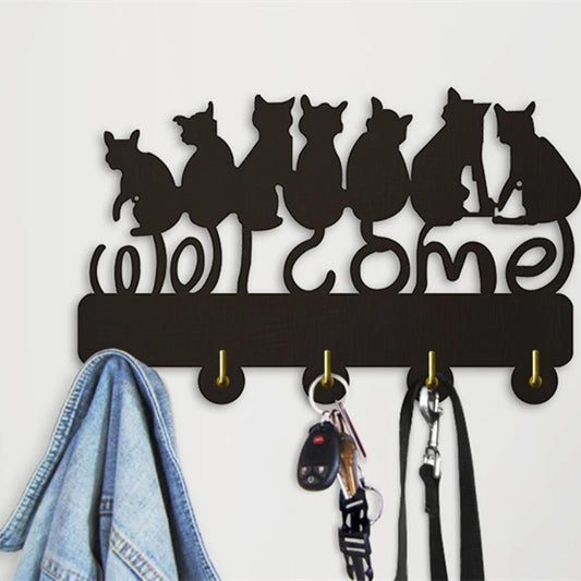Appendiabiti da Parete Decorativo a Forma di Gatto Nero – Gancio per Cappotti, Vestiti e Accessori